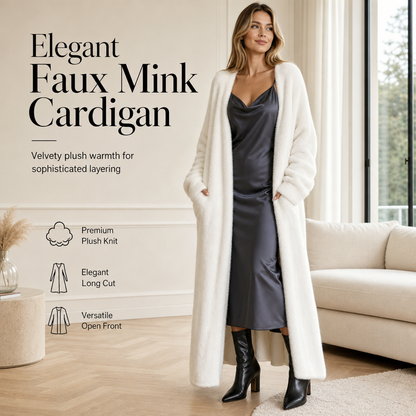 ⏰ Seasonal changeover sale: 50% off – quality at half the price! ✨Women's Faux Mink Fleece Long Cardigan Sweater Fluffy Oversized Knit Coat for Autumn and Winter
