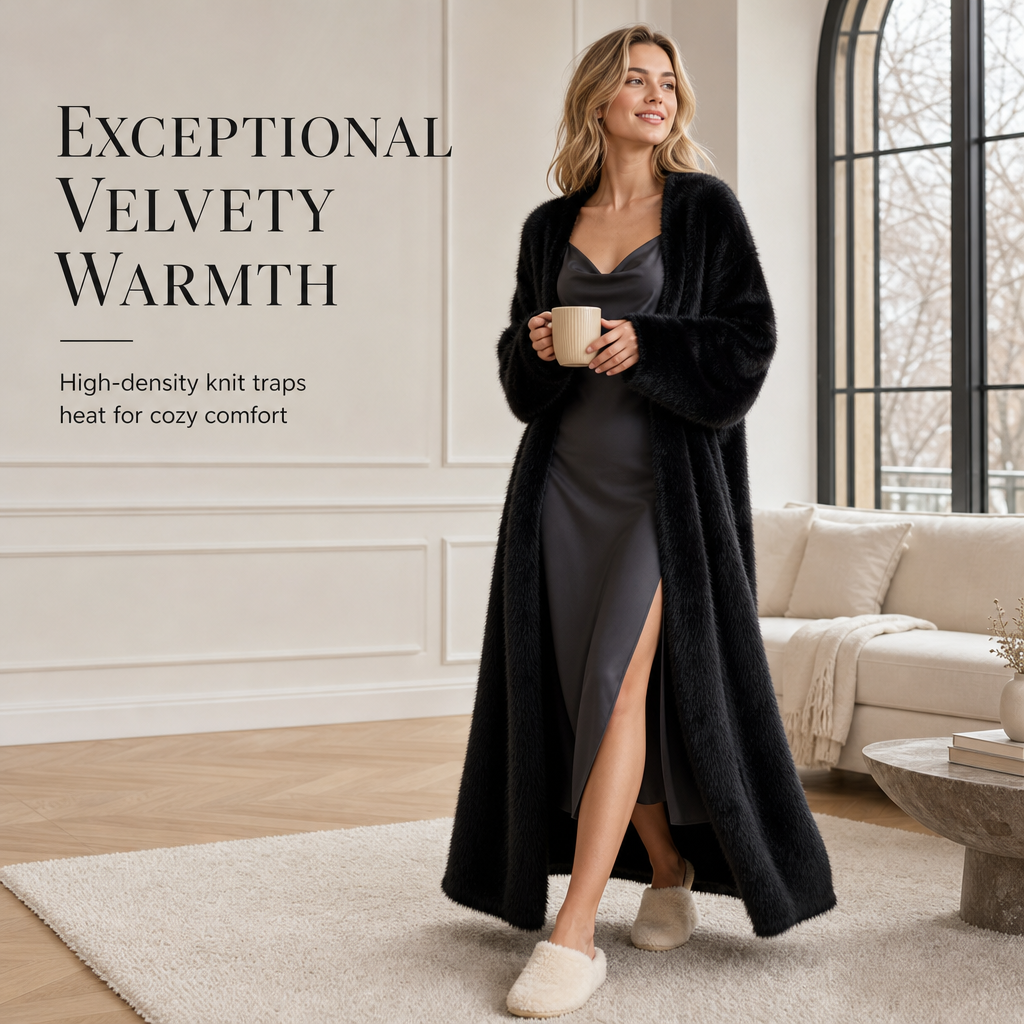 ⏰ Seasonal changeover sale: 50% off – quality at half the price! ✨Women's Faux Mink Fleece Long Cardigan Sweater Fluffy Oversized Knit Coat for Autumn and Winter