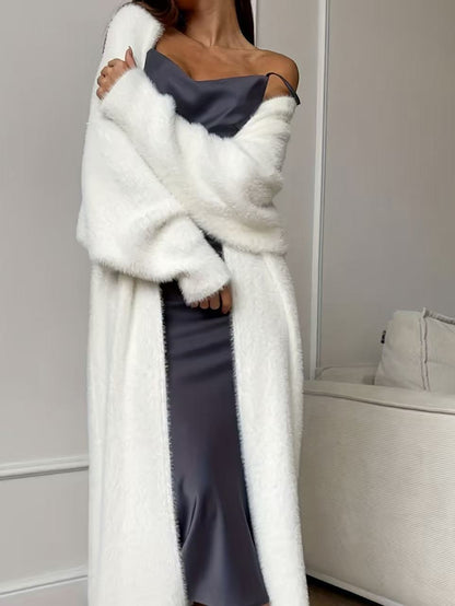 ⏰ Seasonal changeover sale: 50% off – quality at half the price! ✨Women's Faux Mink Fleece Long Cardigan Sweater Fluffy Oversized Knit Coat for Autumn and Winter