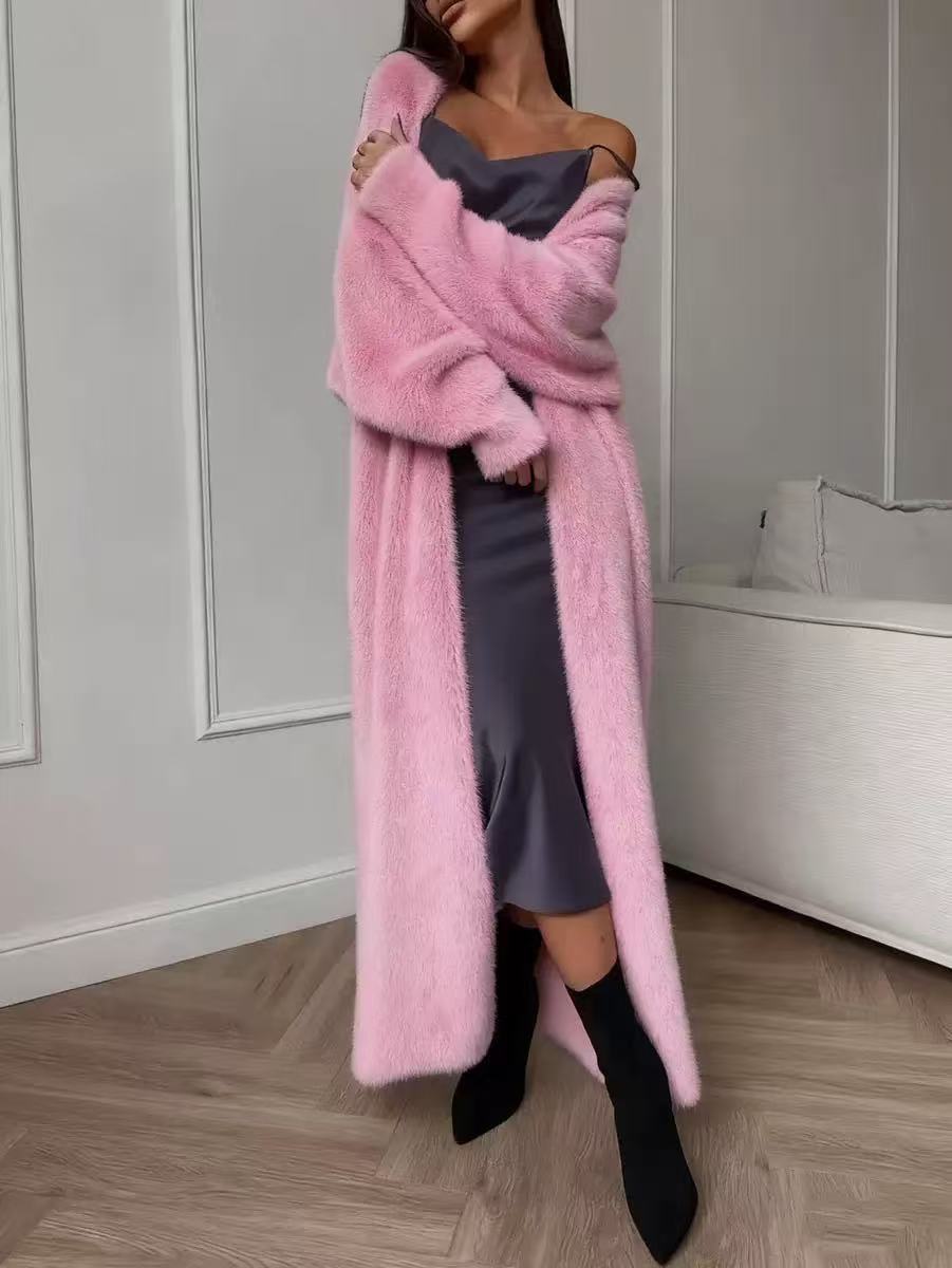 ⏰ Seasonal changeover sale: 50% off – quality at half the price! ✨Women's Faux Mink Fleece Long Cardigan Sweater Fluffy Oversized Knit Coat for Autumn and Winter