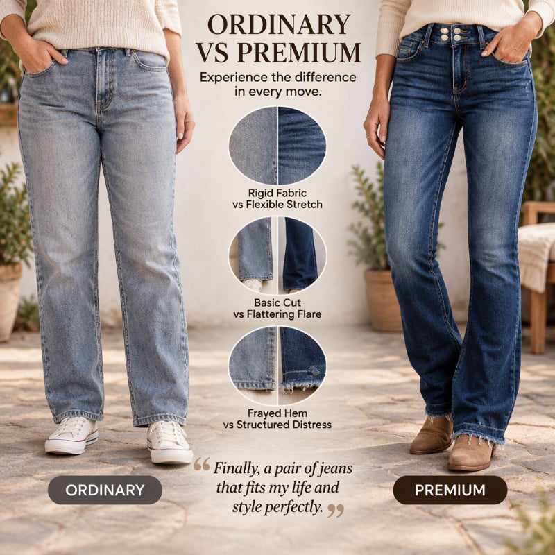 ⏰ Seasonal changeover sale: 50% off – quality at half the price! ✨Women's Double-Button High-Waisted Bootcut Jeans