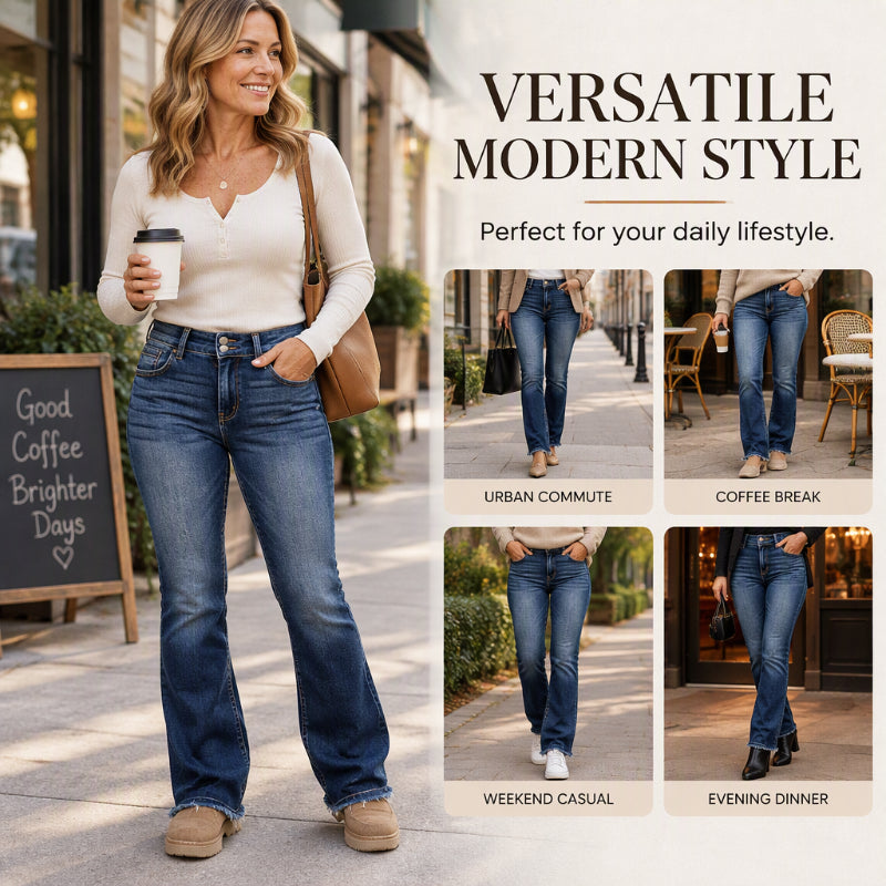 ⏰ Seasonal changeover sale: 50% off – quality at half the price! ✨Women's Double-Button High-Waisted Bootcut Jeans