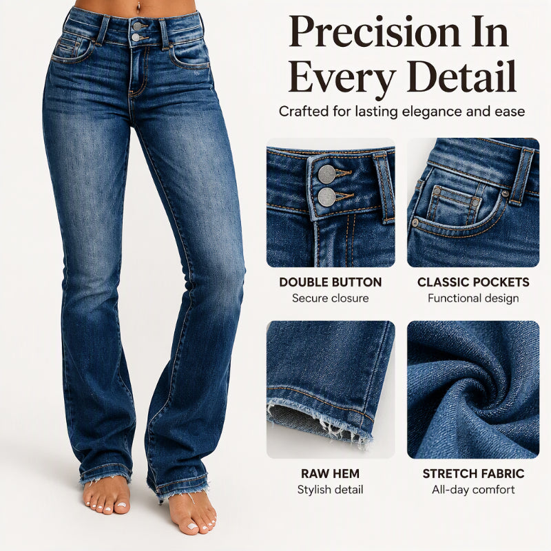 ⏰ Seasonal changeover sale: 50% off – quality at half the price! ✨Women's Double-Button High-Waisted Bootcut Jeans