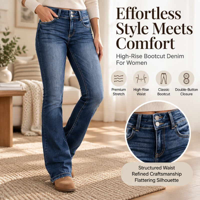 ⏰ Seasonal changeover sale: 50% off – quality at half the price! ✨Women's Double-Button High-Waisted Bootcut Jeans