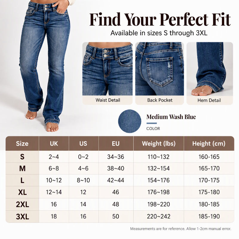 ⏰ Seasonal changeover sale: 50% off – quality at half the price! ✨Women's Double-Button High-Waisted Bootcut Jeans
