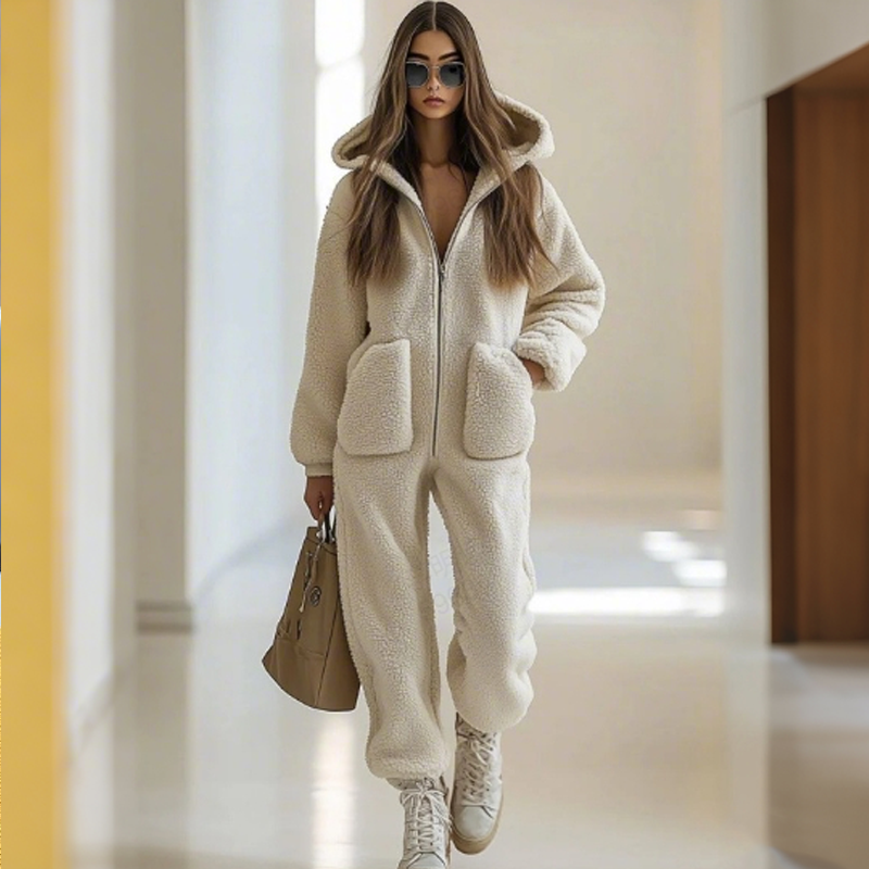 ✨Limited stock available, don’t miss out!🎉Women's Warm Zip-Up Hooded Jumpsuit with Pockets
