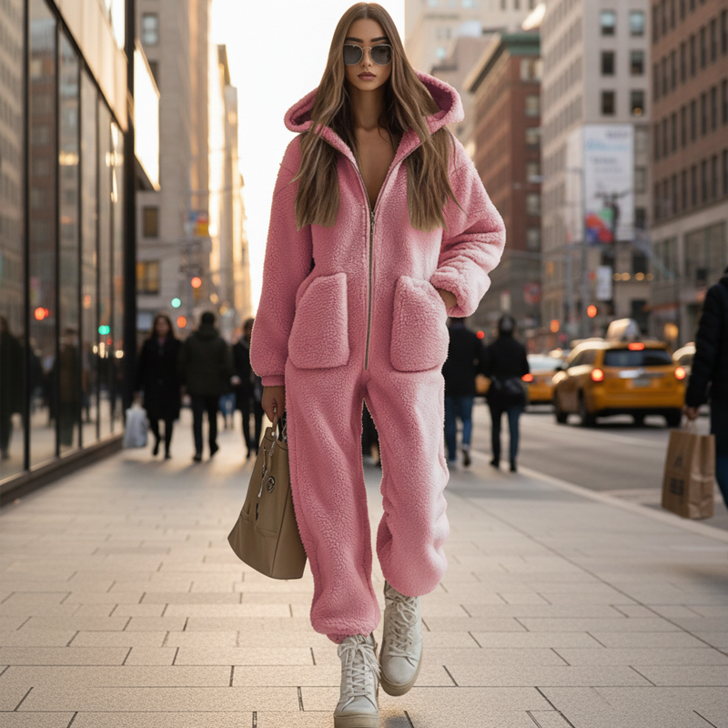 ✨Limited stock available, don’t miss out!🎉Women's Warm Zip-Up Hooded Jumpsuit with Pockets