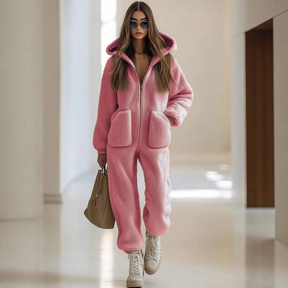 ✨Limited stock available, don’t miss out!🎉Women's Warm Zip-Up Hooded Jumpsuit with Pockets