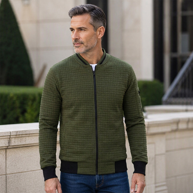 🎉The Lowest Price But The Best Quality!🔥Men's Casual Waffle Grid Bomber Jacket
