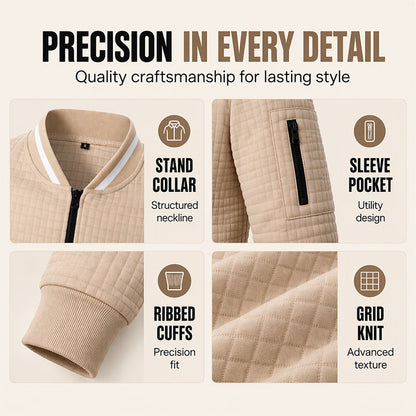 🎉The Lowest Price But The Best Quality!🔥Men's Casual Waffle Grid Bomber Jacket