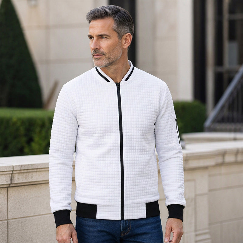 🎉The Lowest Price But The Best Quality!🔥Men's Casual Waffle Grid Bomber Jacket