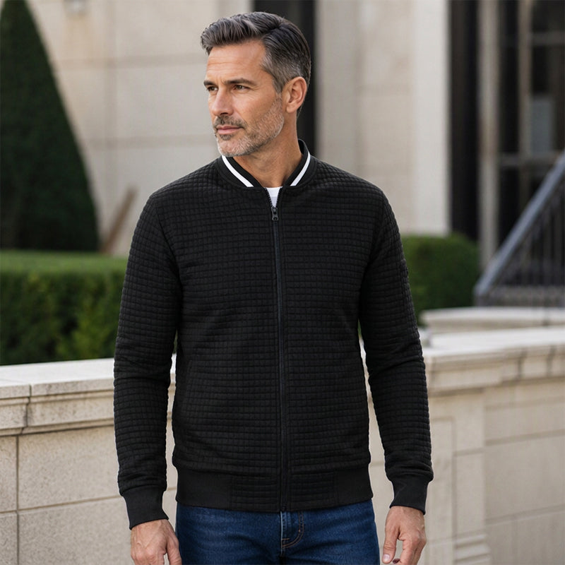 🎉The Lowest Price But The Best Quality!🔥Men's Casual Waffle Grid Bomber Jacket