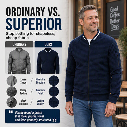 🎉The Lowest Price But The Best Quality!🔥Men's Casual Waffle Grid Bomber Jacket