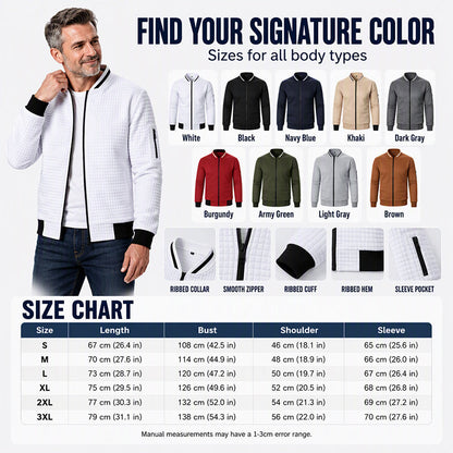 🎉The Lowest Price But The Best Quality!🔥Men's Casual Waffle Grid Bomber Jacket