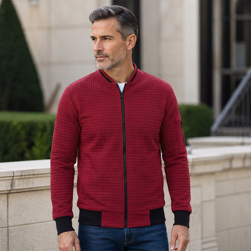🎉The Lowest Price But The Best Quality!🔥Men's Casual Waffle Grid Bomber Jacket