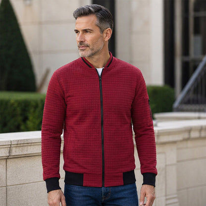 🎉The Lowest Price But The Best Quality!🔥Men's Casual Waffle Grid Bomber Jacket