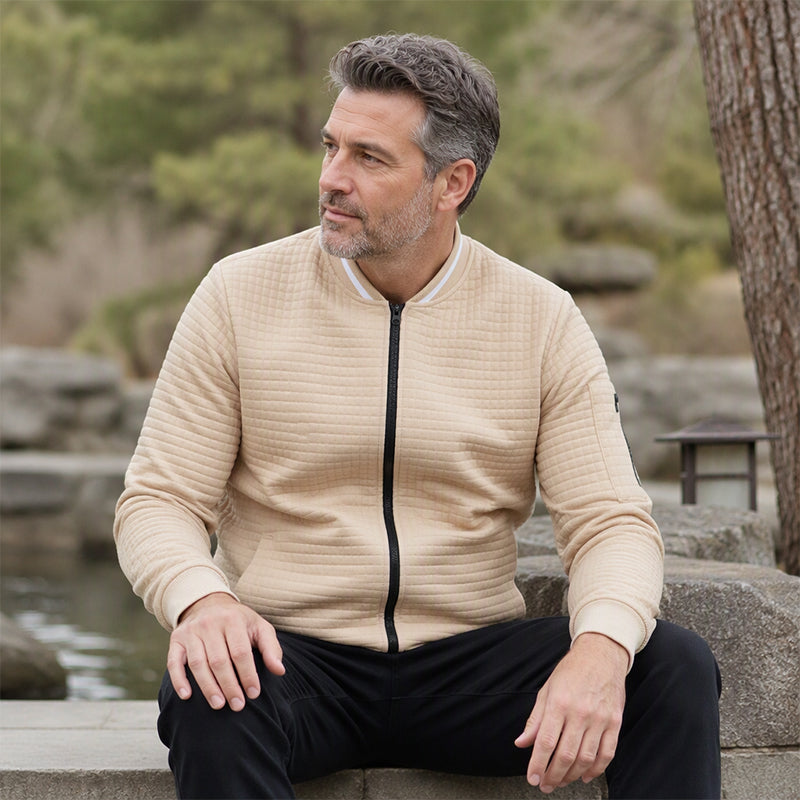 🎉The Lowest Price But The Best Quality!🔥Men's Casual Waffle Grid Bomber Jacket