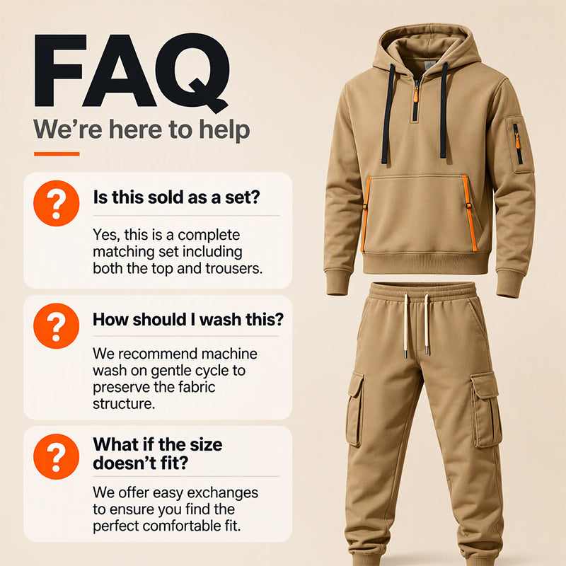 ✨Limited stock available, don’t miss out!🎉Men's Warm Half-Zip Hoodie & Cargo Pants Set