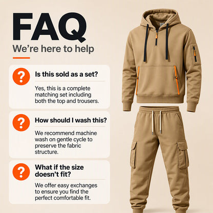 ✨Limited stock available, don’t miss out!🎉Men's Warm Half-Zip Hoodie & Cargo Pants Set