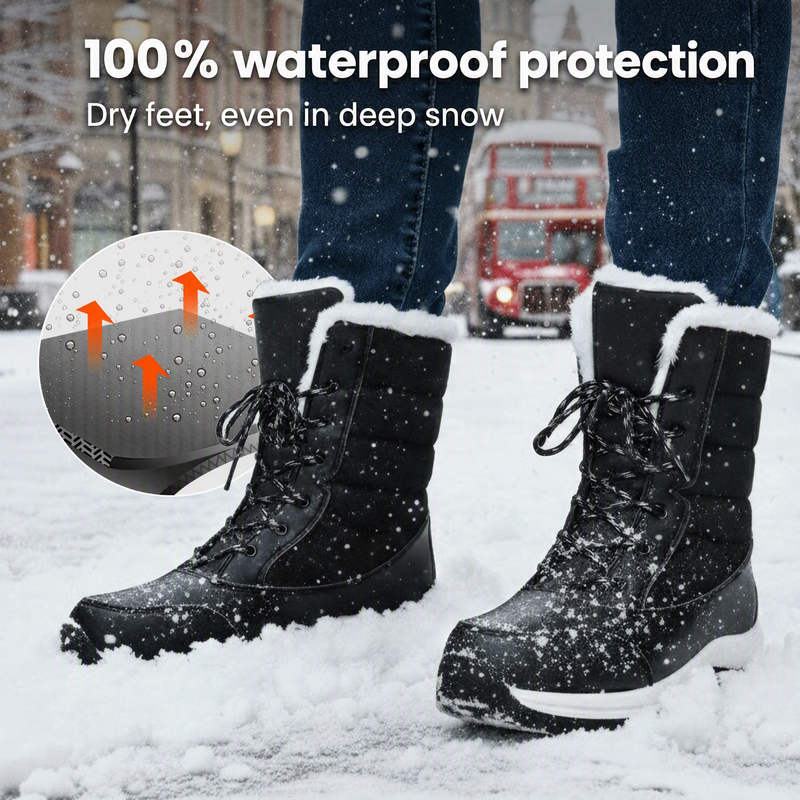 ⏰ Seasonal changeover sale: 50% off – quality at half the price! ✨Women's Waterproof Plush-Lined Mid-Calf Snow Boots