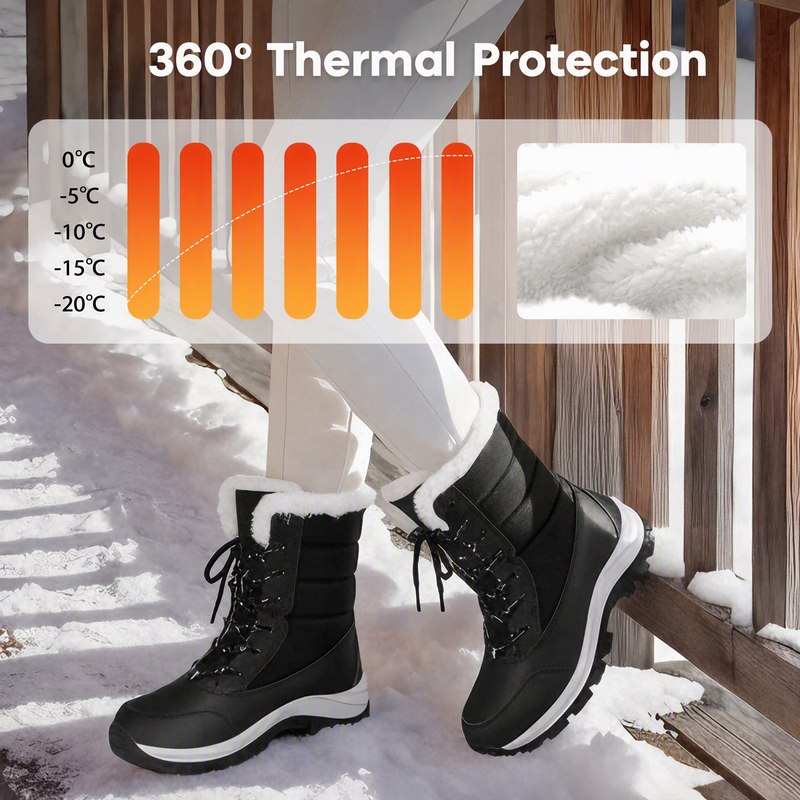 ⏰ Seasonal changeover sale: 50% off – quality at half the price! ✨Women's Waterproof Plush-Lined Mid-Calf Snow Boots