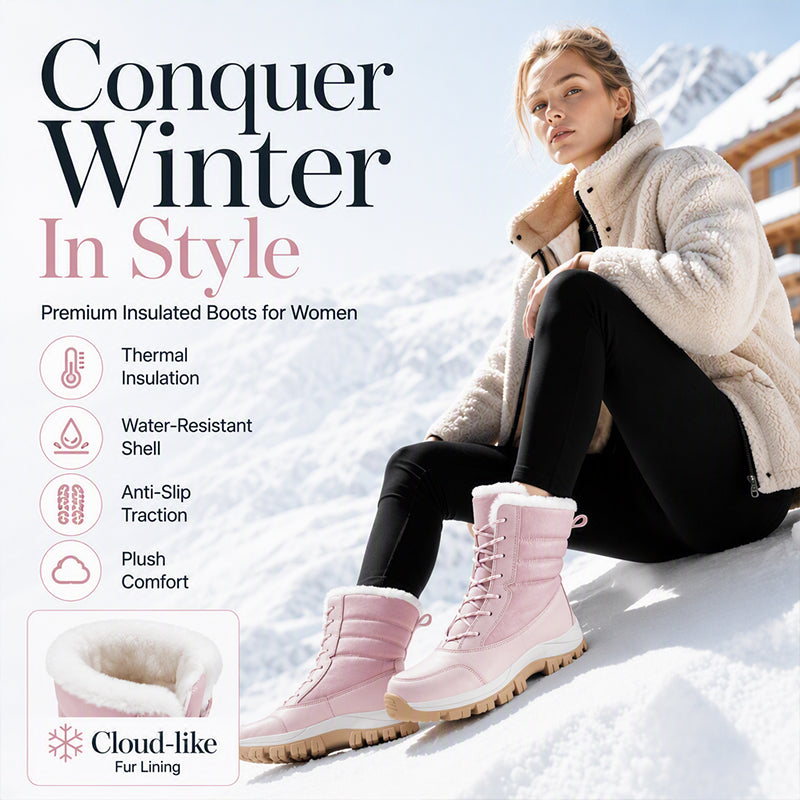 ⏰ Seasonal changeover sale: 50% off – quality at half the price! ✨Women's Waterproof Plush-Lined Mid-Calf Snow Boots