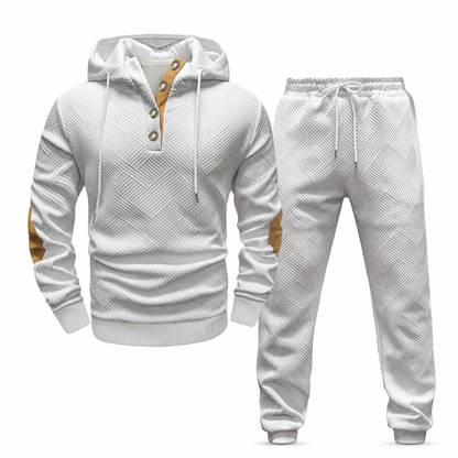 🧥 Men's 2 Piece Hoodie Set – Premium Jacquard Knit, Breathable & Always Cool