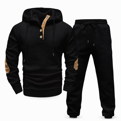 🧥 Men's 2 Piece Hoodie Set – Premium Jacquard Knit, Breathable & Always Cool