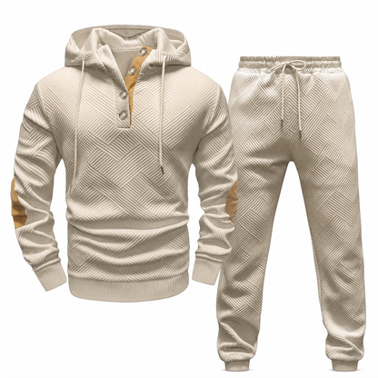 🧥 Men's 2 Piece Hoodie Set – Premium Jacquard Knit, Breathable & Always Cool