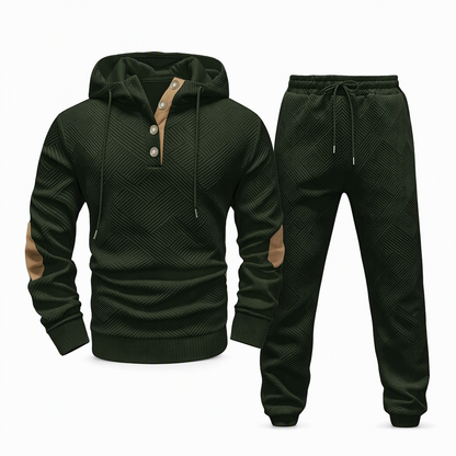 🧥 Men's 2 Piece Hoodie Set – Premium Jacquard Knit, Breathable & Always Cool