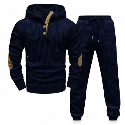 🧥 Men's 2 Piece Hoodie Set – Premium Jacquard Knit, Breathable & Always Cool