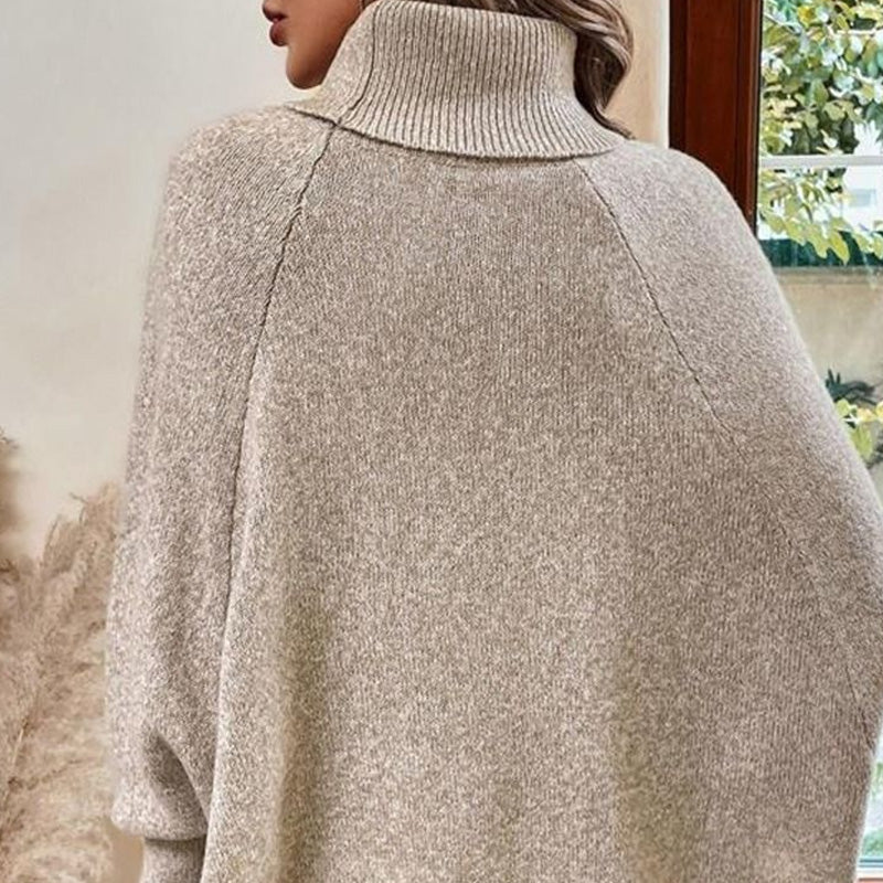 ⏰ Seasonal changeover sale: 50% off – quality at half the price! ✨Women's Elegant High-Neck Asymmetrical Hem Cape Sweater