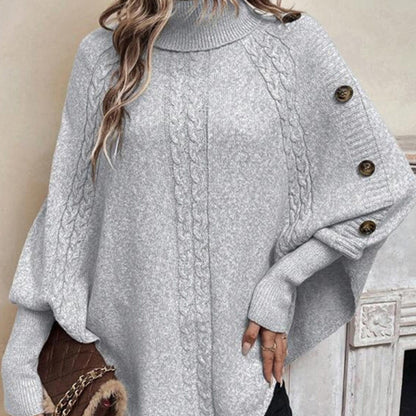 ⏰ Seasonal changeover sale: 50% off – quality at half the price! ✨Women's Elegant High-Neck Asymmetrical Hem Cape Sweater