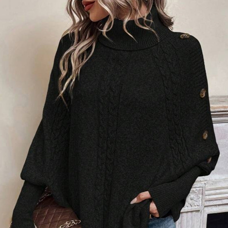 ⏰ Seasonal changeover sale: 50% off – quality at half the price! ✨Women's Elegant High-Neck Asymmetrical Hem Cape Sweater