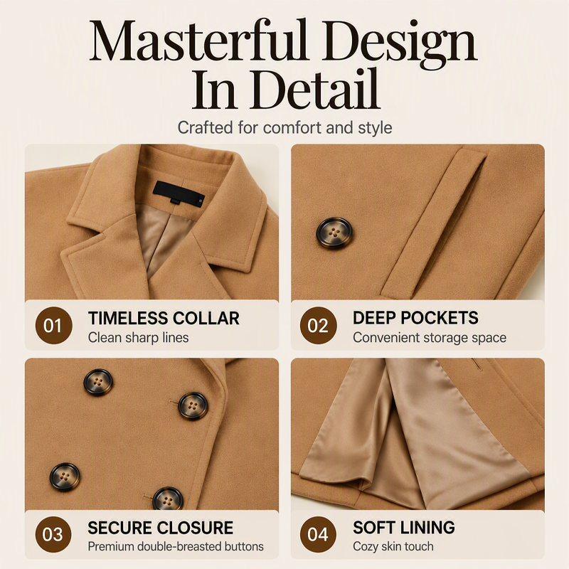 ⏰ Seasonal changeover sale: 50% off – quality at half the price! ✨Women's Double Breasted Wool Blend Coat