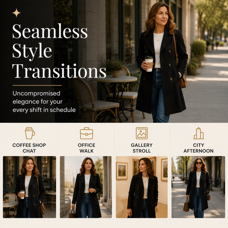 ⏰ Seasonal changeover sale: 50% off – quality at half the price! ✨Women's Double Breasted Wool Blend Coat