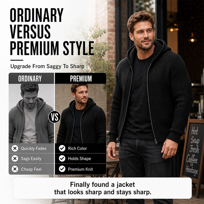 🎉The Lowest Price But The Best Quality!🔥Men's Casual Zip-Up Hooded Knit Sweater