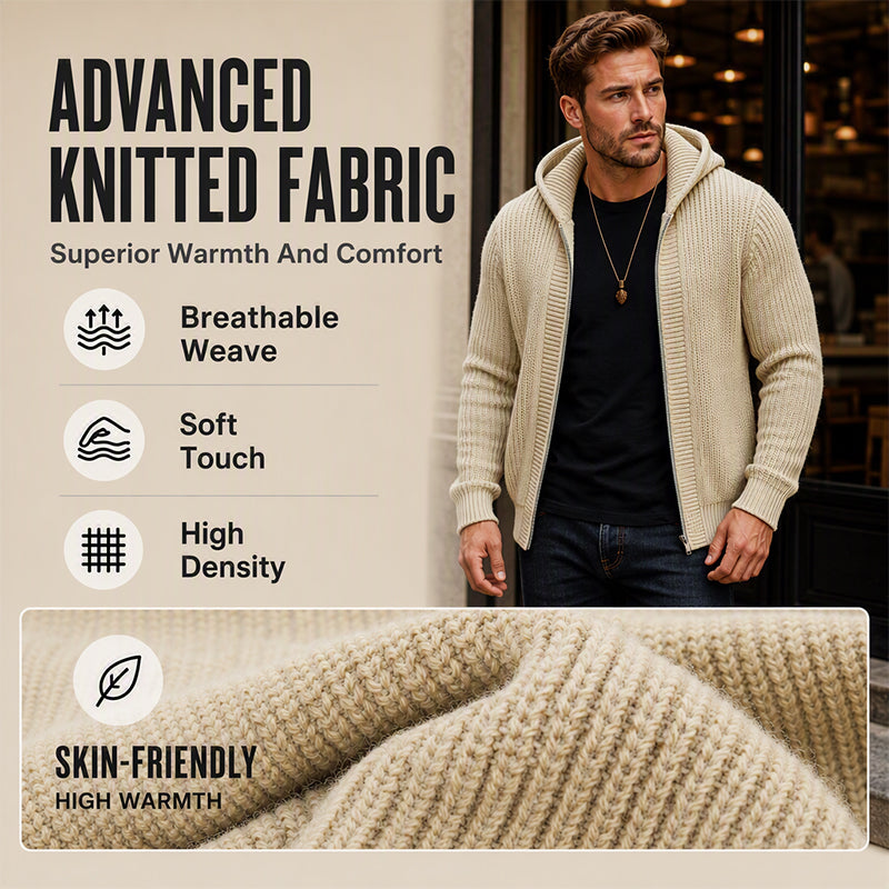 🎉The Lowest Price But The Best Quality!🔥Men's Casual Zip-Up Hooded Knit Sweater