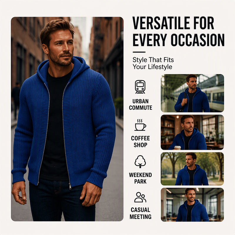 🎉The Lowest Price But The Best Quality!🔥Men's Casual Zip-Up Hooded Knit Sweater