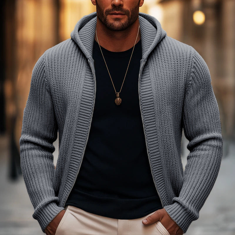 🎉The Lowest Price But The Best Quality!🔥Men's Casual Zip-Up Hooded Knit Sweater