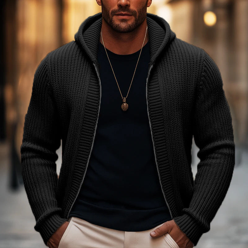 🎉The Lowest Price But The Best Quality!🔥Men's Casual Zip-Up Hooded Knit Sweater