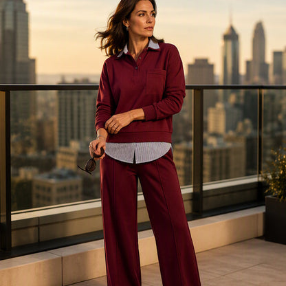 ⏰ Last Day of the Sale – 50% OFF ✨Women's Fake Two Piece Sweatshirt & Pants Set