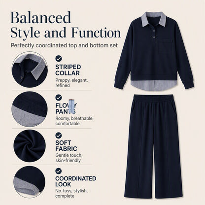 ⏰ Last Day of the Sale – 50% OFF ✨Women's Fake Two Piece Sweatshirt & Pants Set