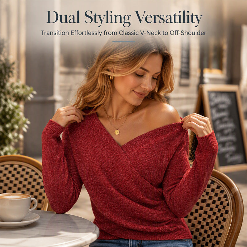 ⏰ Seasonal changeover sale: 50% off – quality at half the price! ✨Women's Crossover V-Neck Knit Sweater
