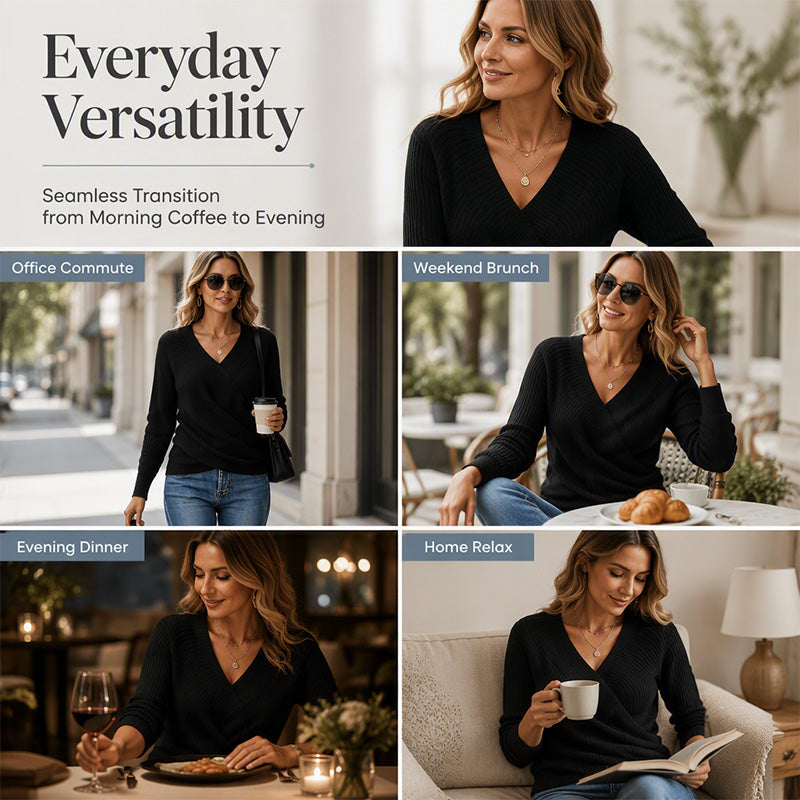 ⏰ Seasonal changeover sale: 50% off – quality at half the price! ✨Women's Crossover V-Neck Knit Sweater
