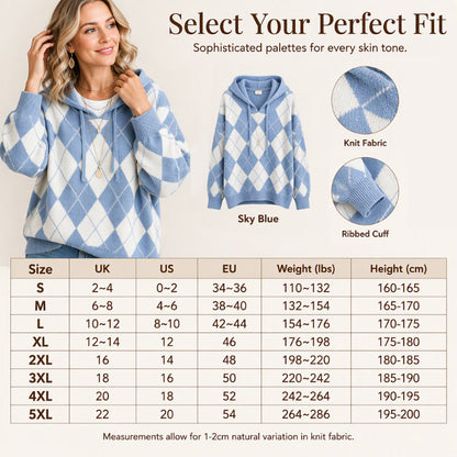 ⏰ Seasonal changeover sale: 50% off – quality at half the price! ✨Women's Casual Argyle Hooded Sweater