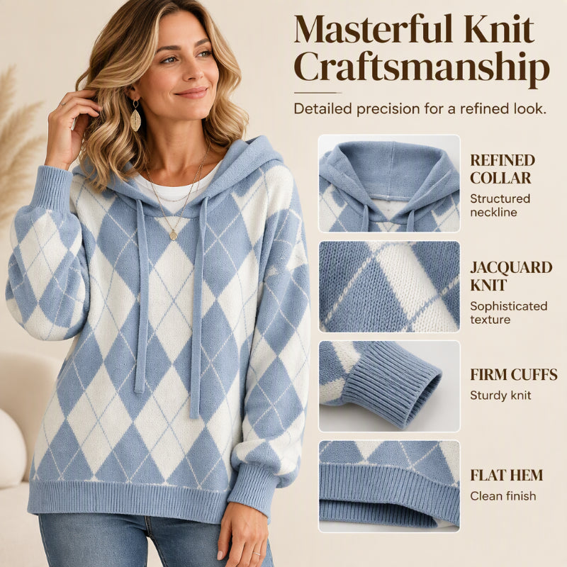 ⏰ Seasonal changeover sale: 50% off – quality at half the price! ✨Women's Casual Argyle Hooded Sweater
