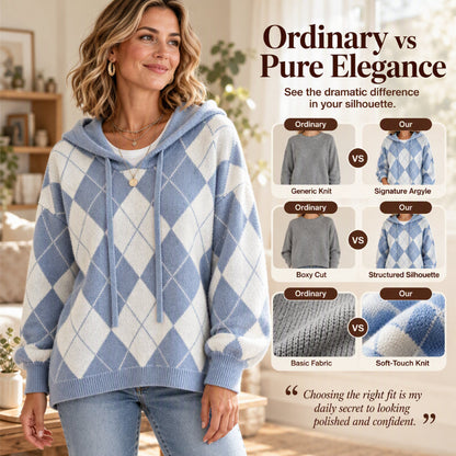 ⏰ Seasonal changeover sale: 50% off – quality at half the price! ✨Women's Casual Argyle Hooded Sweater