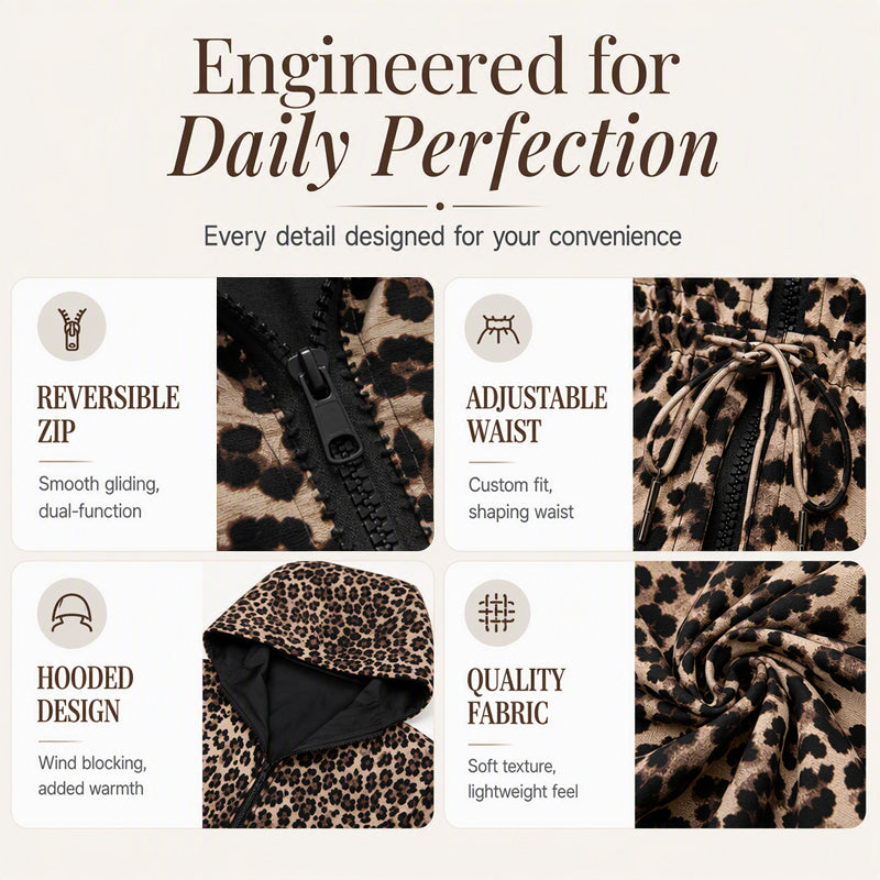 ⏰ Seasonal changeover sale: 50% off – quality at half the price! ✨Women's Reversible Leopard Print Hooded Jacket