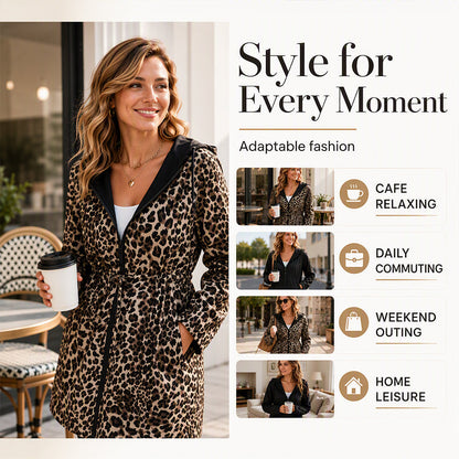 ⏰ Seasonal changeover sale: 50% off – quality at half the price! ✨Women's Reversible Leopard Print Hooded Jacket